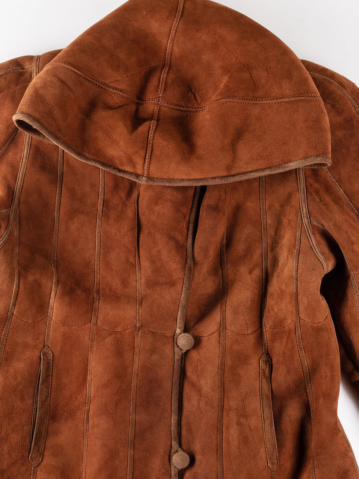 Vintage 80's Women Sheepskin Coat in OrangeMN149