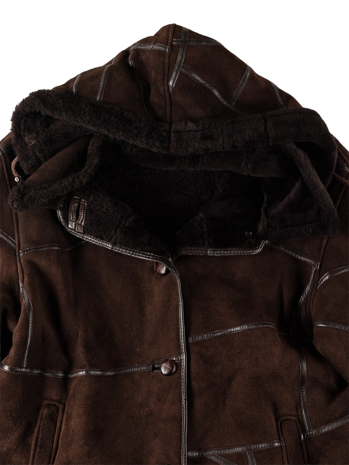 Vintage 80's Women Sheepskin Coat in BrownMN514