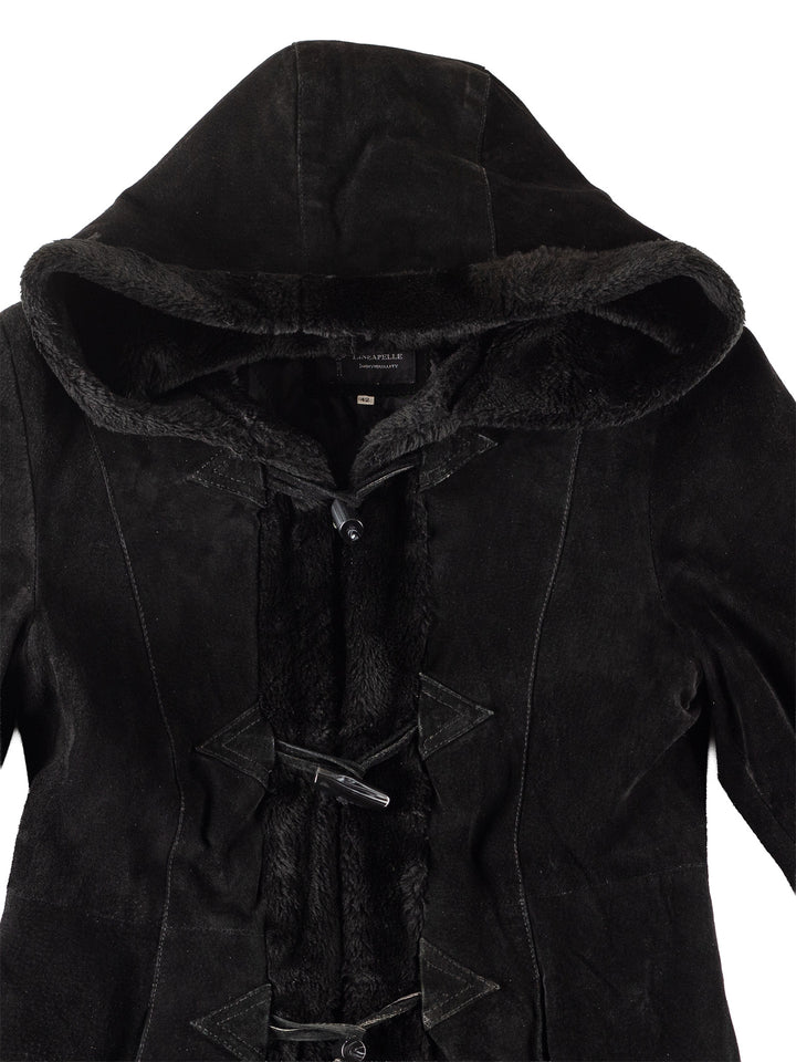 Vintage 00's Women Suede Coat in Black