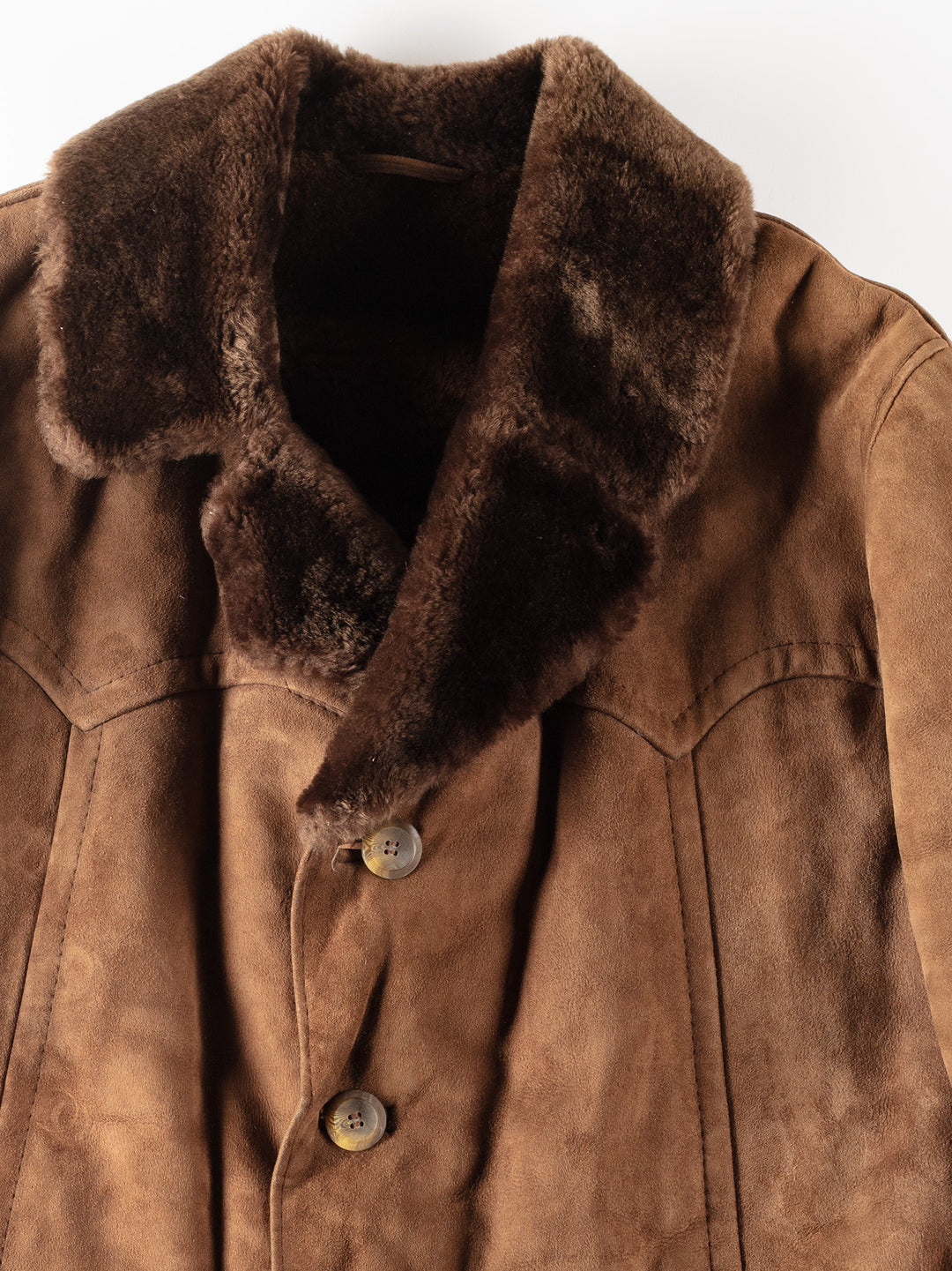 Vintage 70's Men Sheepskin Shearling Coat in Brown