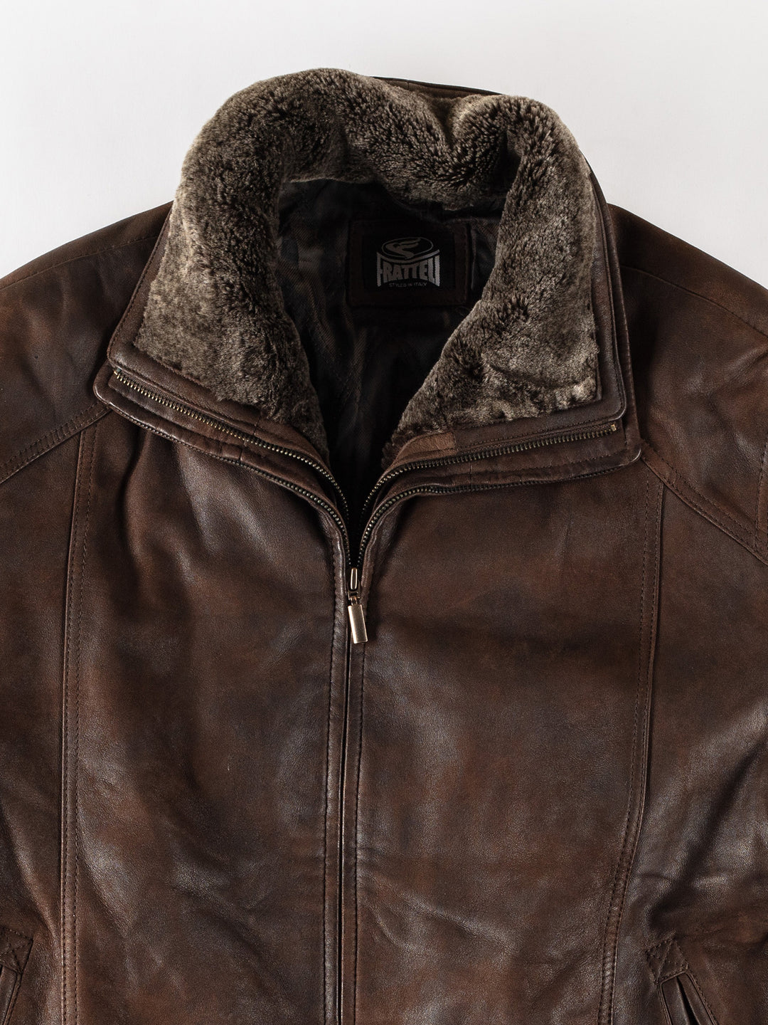 Vintage 80's Men Leather Jacket in BrownVN365