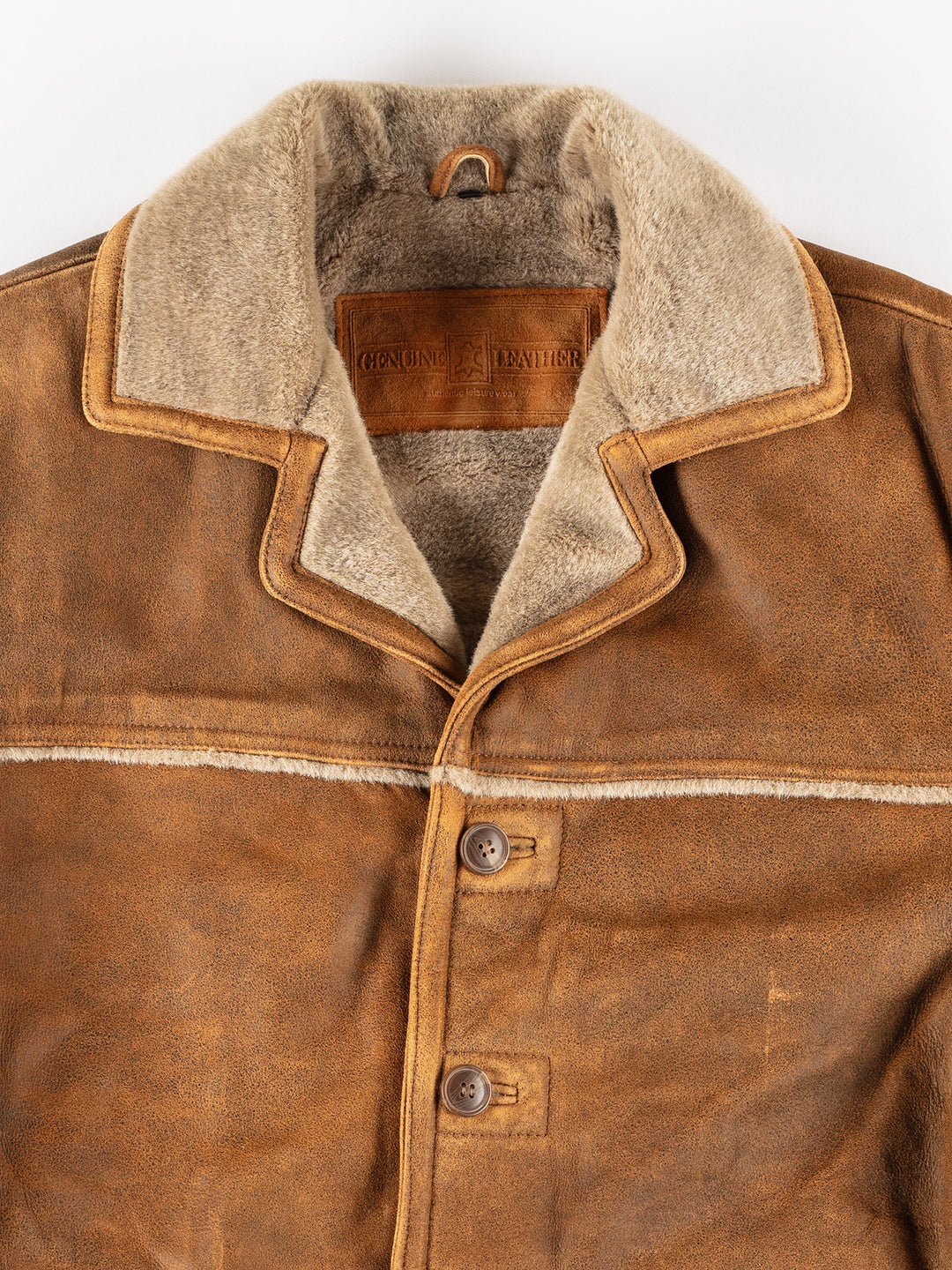 Vintage 90's Men Faux Sheepskin Coat in BrownVN218