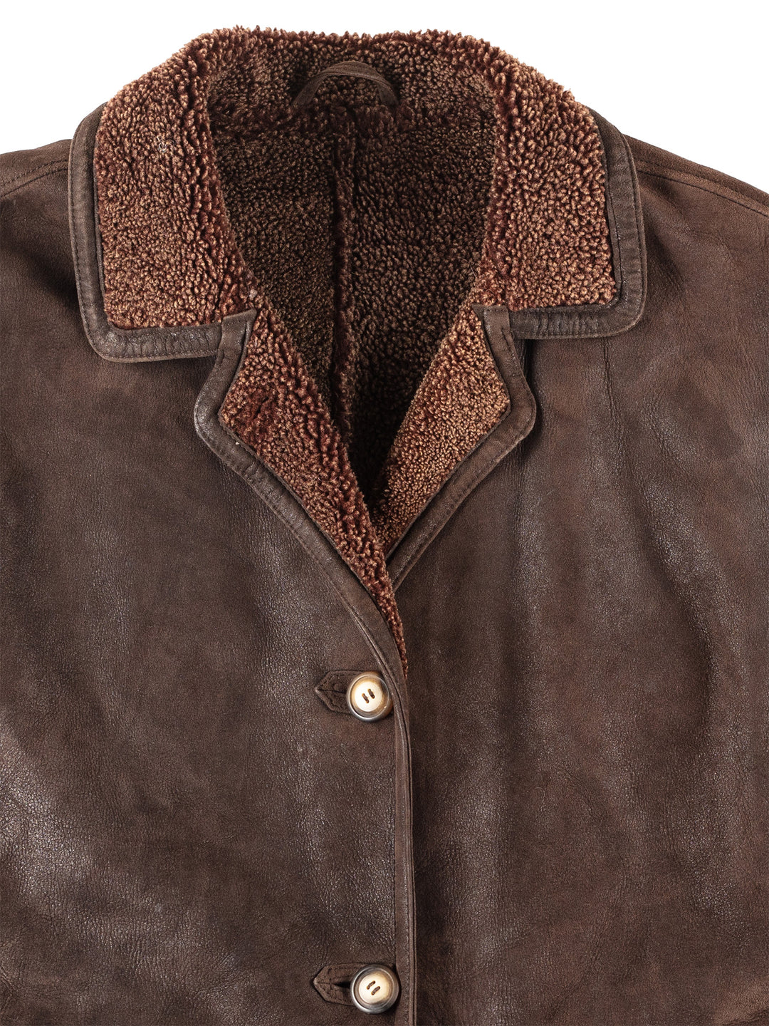 Vintage 90's Women Sheepskin Coat in Brown