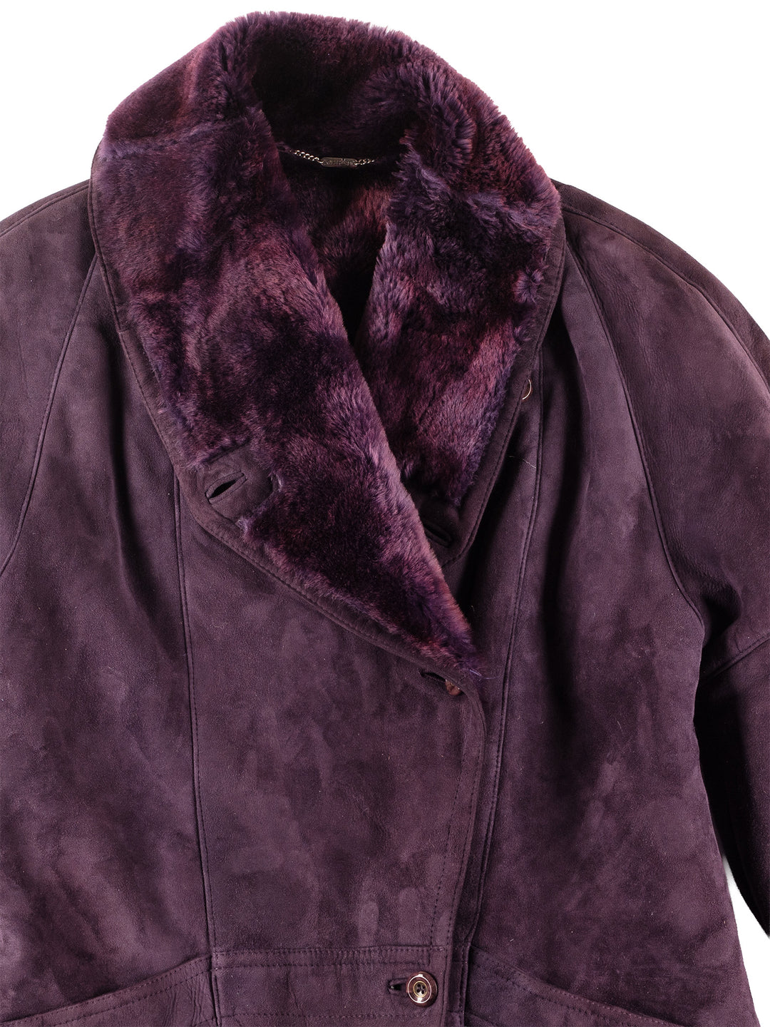 Vintage 90's Women Sheepskin Coat in Purple