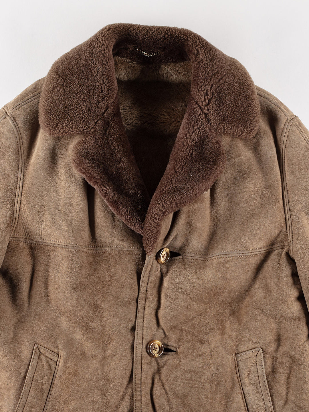 Vintage 80's Men Sheepskin Coat in BeigeVN475