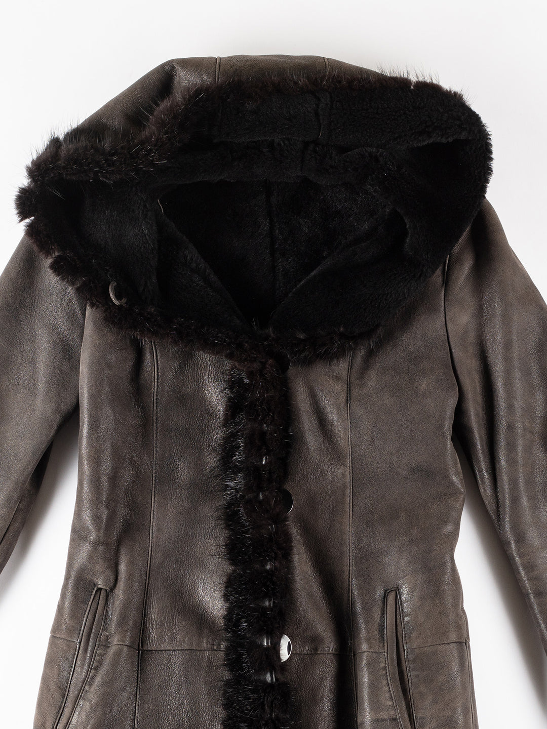 Vintage 70's Women Sheepskin Coat in GrayMN286