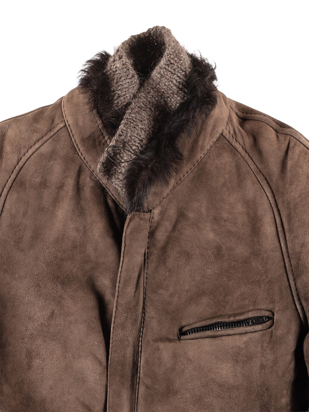 Vintage 90's Men Sheepskin Shearling Jacket in Brown