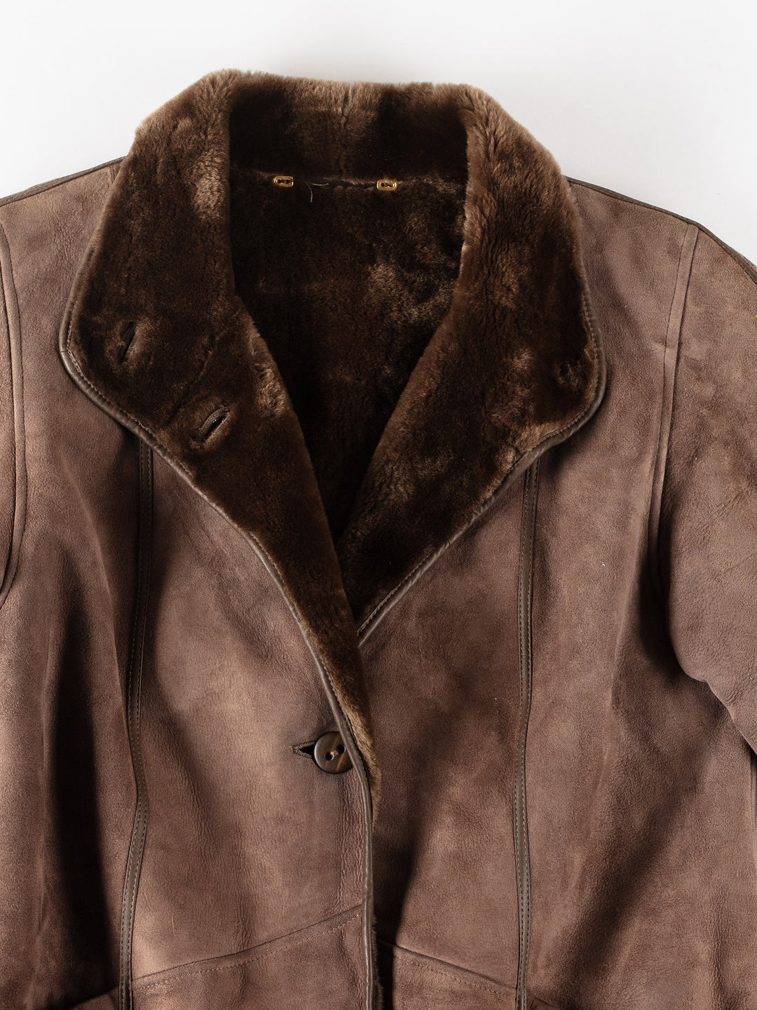 Vintage 80's Women Sheepskin Coat in BrownMN150