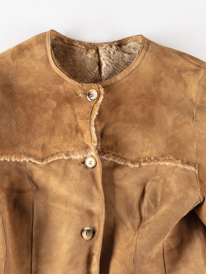 Vintage 70's Women Sheepskin Jacket in BrownMN353