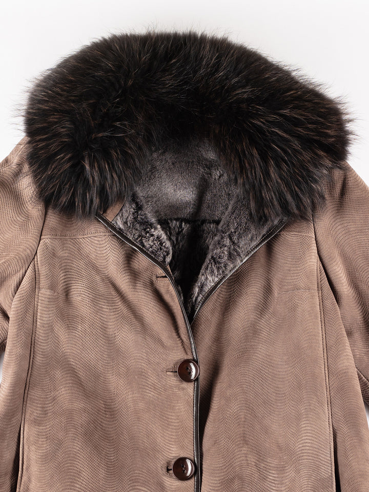 Vintage 90's Women Sheepskin Coat in BeigeMN218