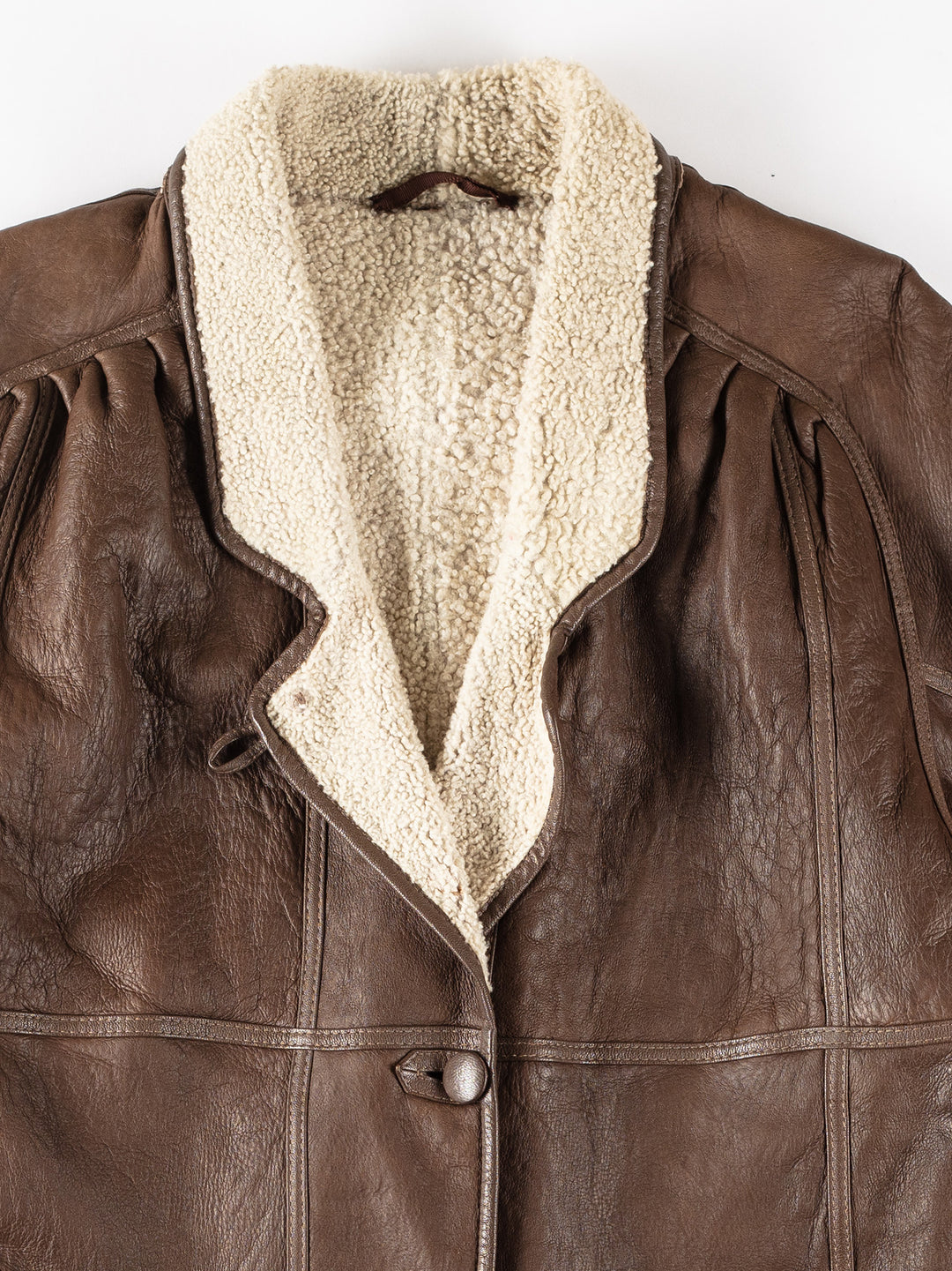 Vintage 80's Women Sheepskin Coat in BrownMN160