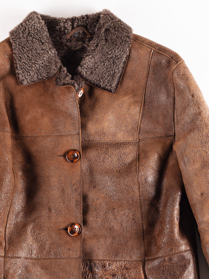 Vintage 00's Women Sheepskin Jacket in Brown