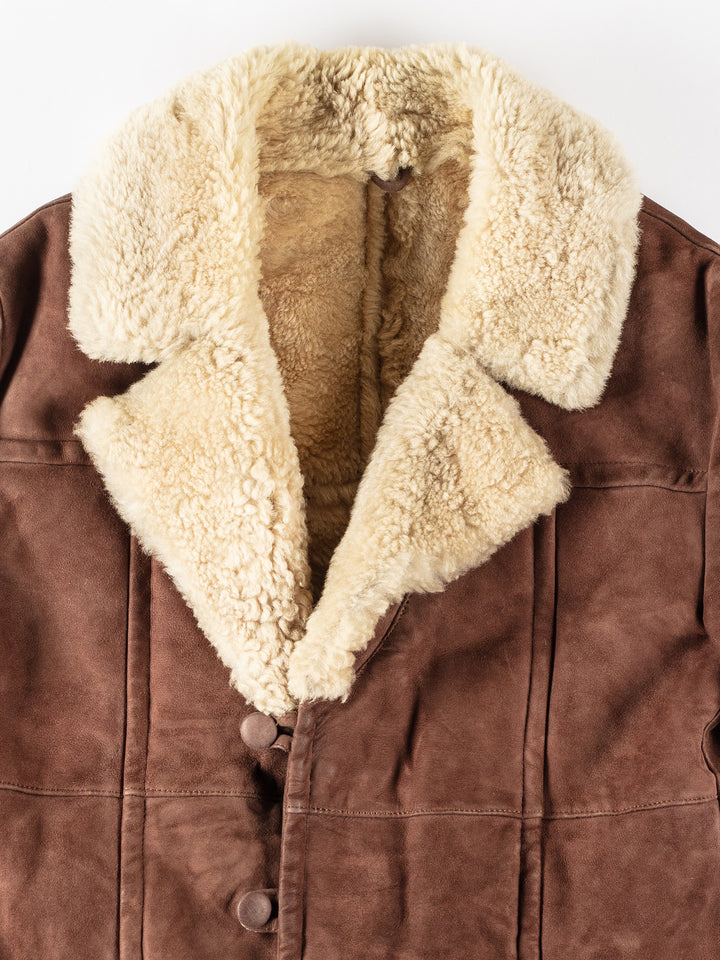 Vintage 80's Men Sheepskin Coat in BrownVN140