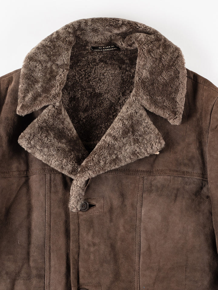 Vintage 80's Men Sheepskin Coat in BrownVN107