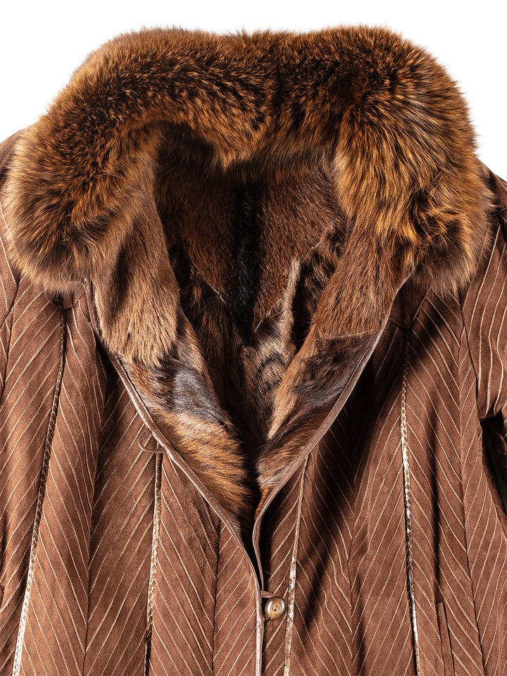 Vintage 70's Women Fur Coat in Brown