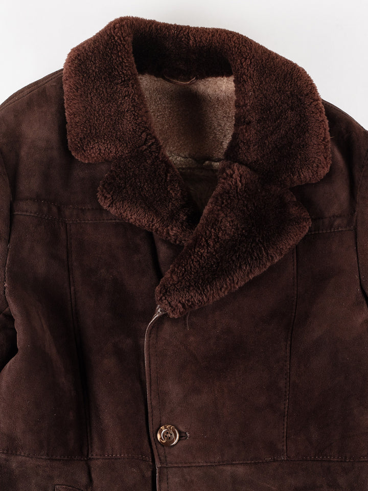 Vintage 80's Men Sheepskin Coat in BrownVN206
