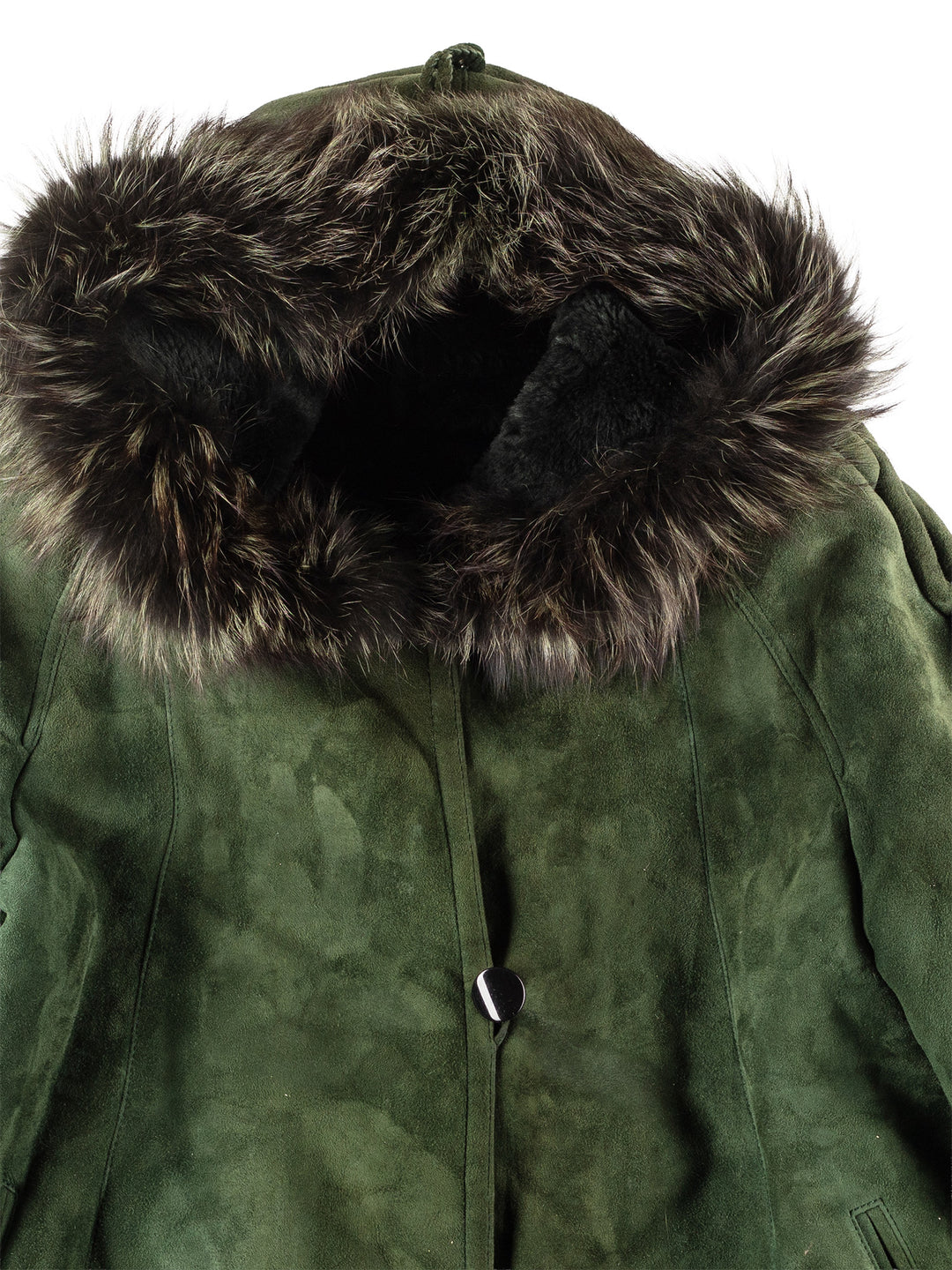Vintage 80's Women Sheepskin Coat in Green