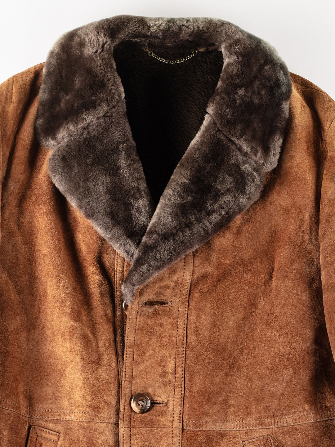 Vintage 70's Men Faux Sheepskin Coat in BrownVN243