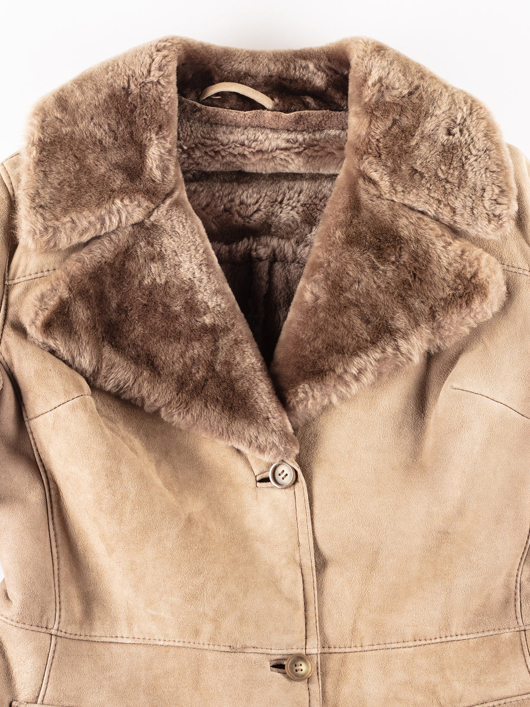 Vintage 70's Women Sheepskin Coat in Beige