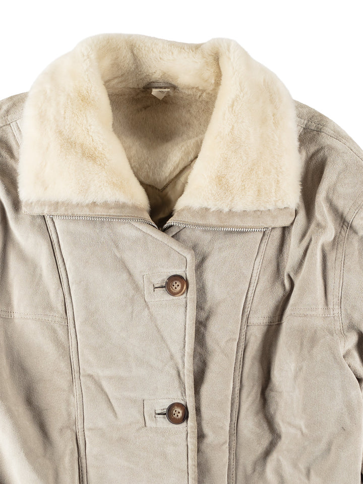 Vintage 00's Women Faux Sheepskin Coat in Gray