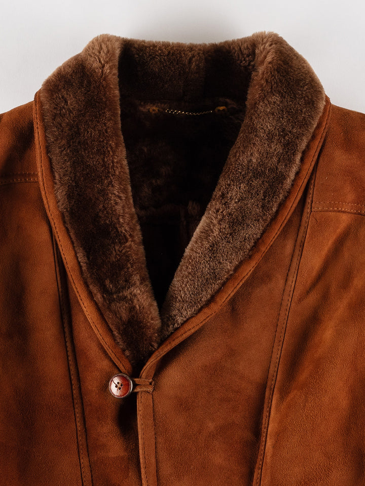 Vintage 80's Men Sheepskin Coat in BrownVN620