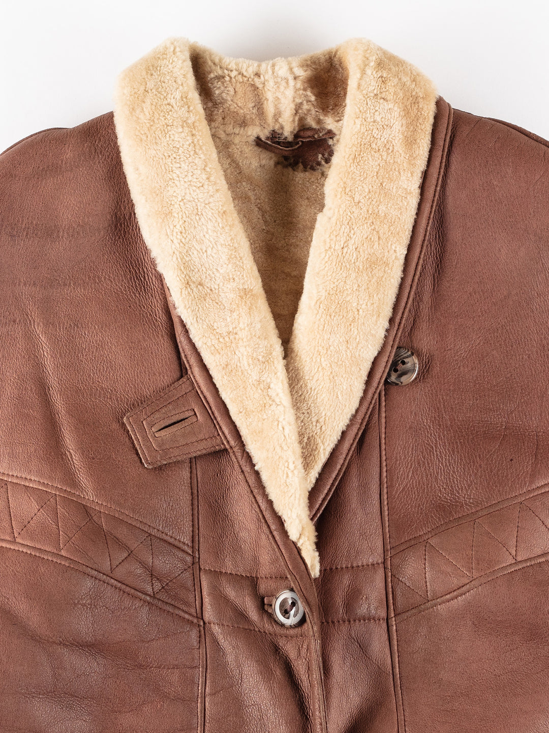 Vintage 80's Women Sheepskin Coat in BrownMN190