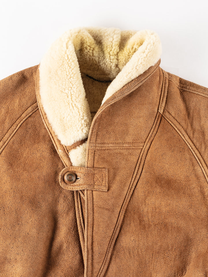 Vintage 80's Men Sheepskin Coat in BrownVN244