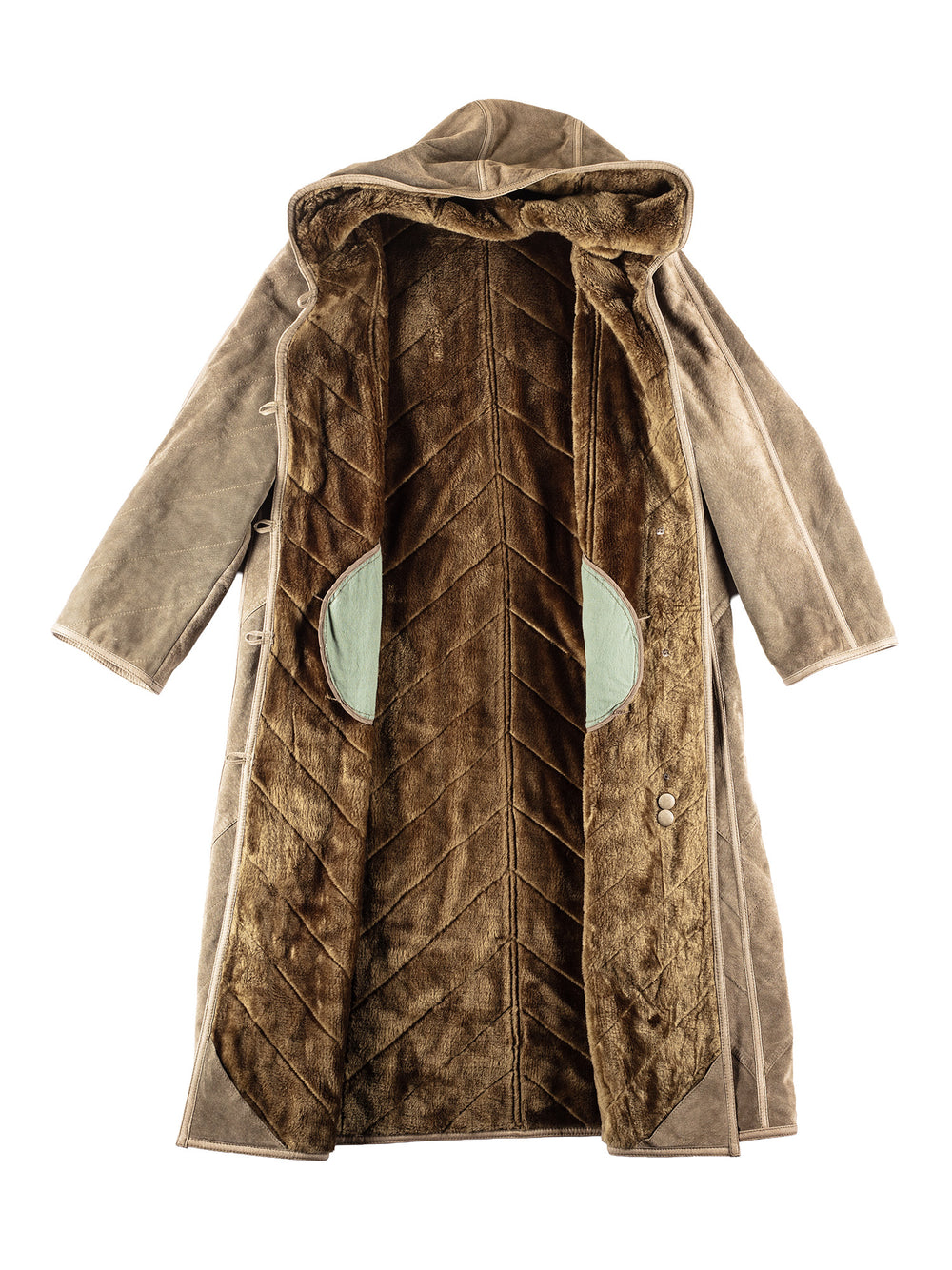 Vintage 80's Women Faux Sheepskin Coat in Khaki