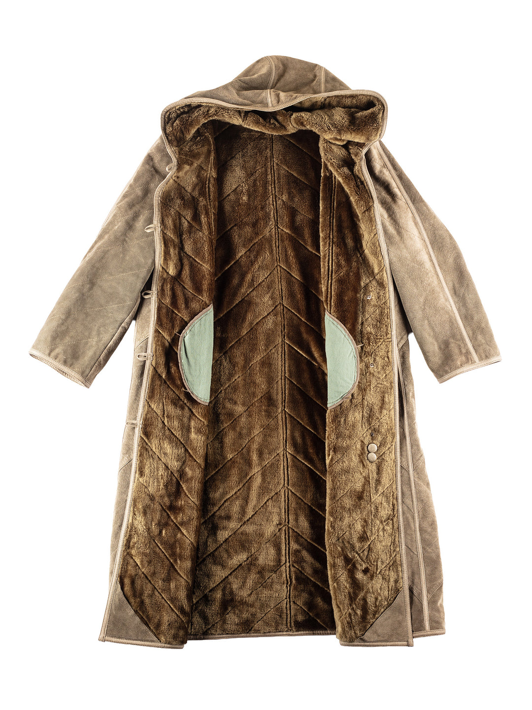 Vintage 80's Women Faux Sheepskin Coat in Khaki