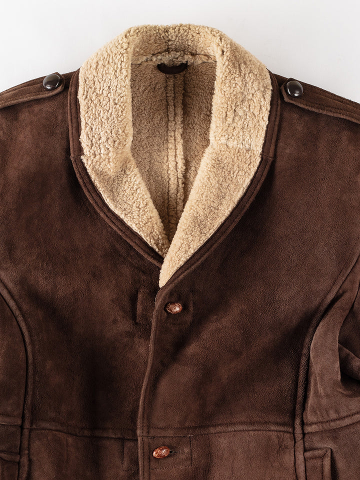 Vintage 80's Men Sheepskin Coat in BrownVN335