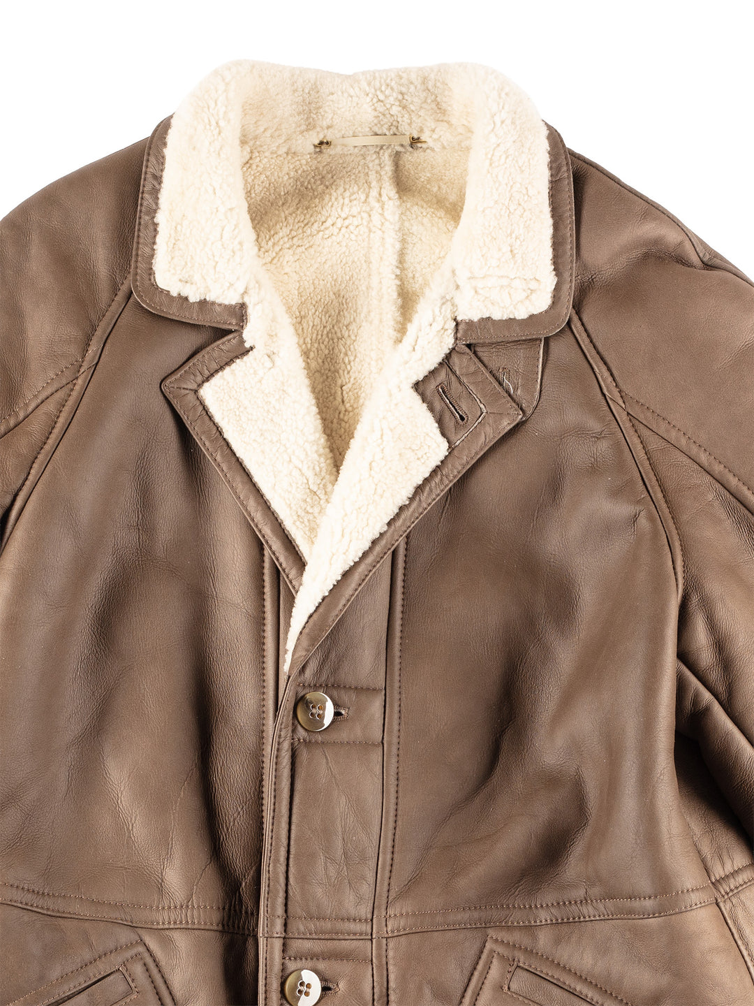 Vintage 80's Men Sheepskin Coat in Brown