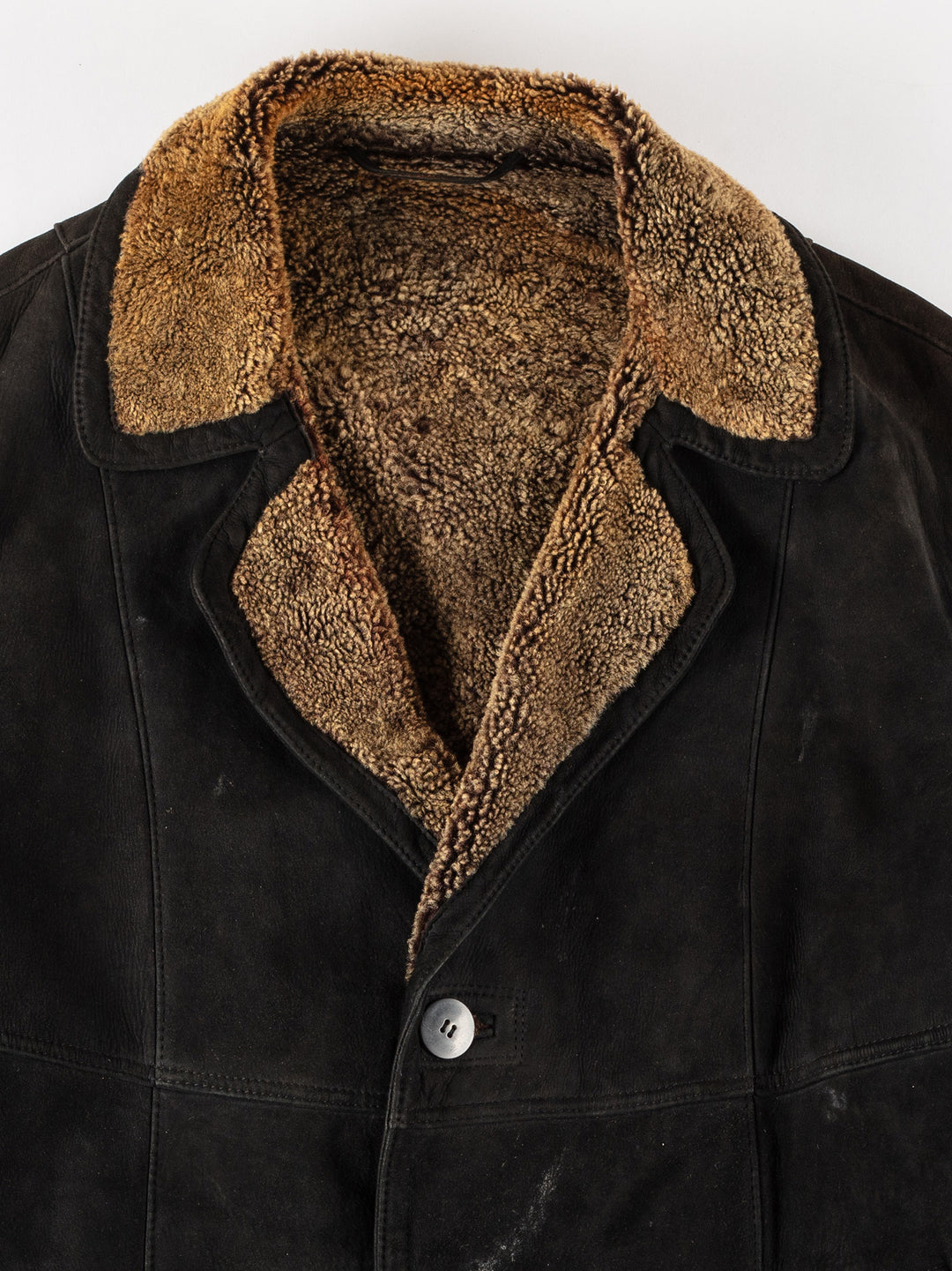 Vintage 80's Men Sheepskin Coat in BlackVN229