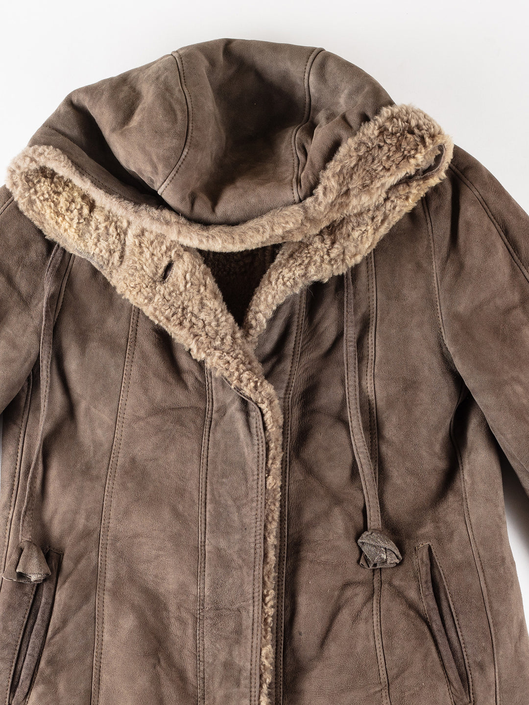 Vintage 80's Women Sheepskin Coat in GrayMN167
