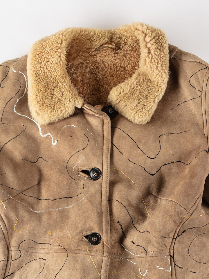 Vintage 70's Women Sheepskin Coat in BeigeMN532