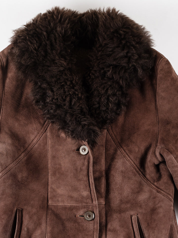 Vintage 80's Women Sheepskin Coat in BrownMN162