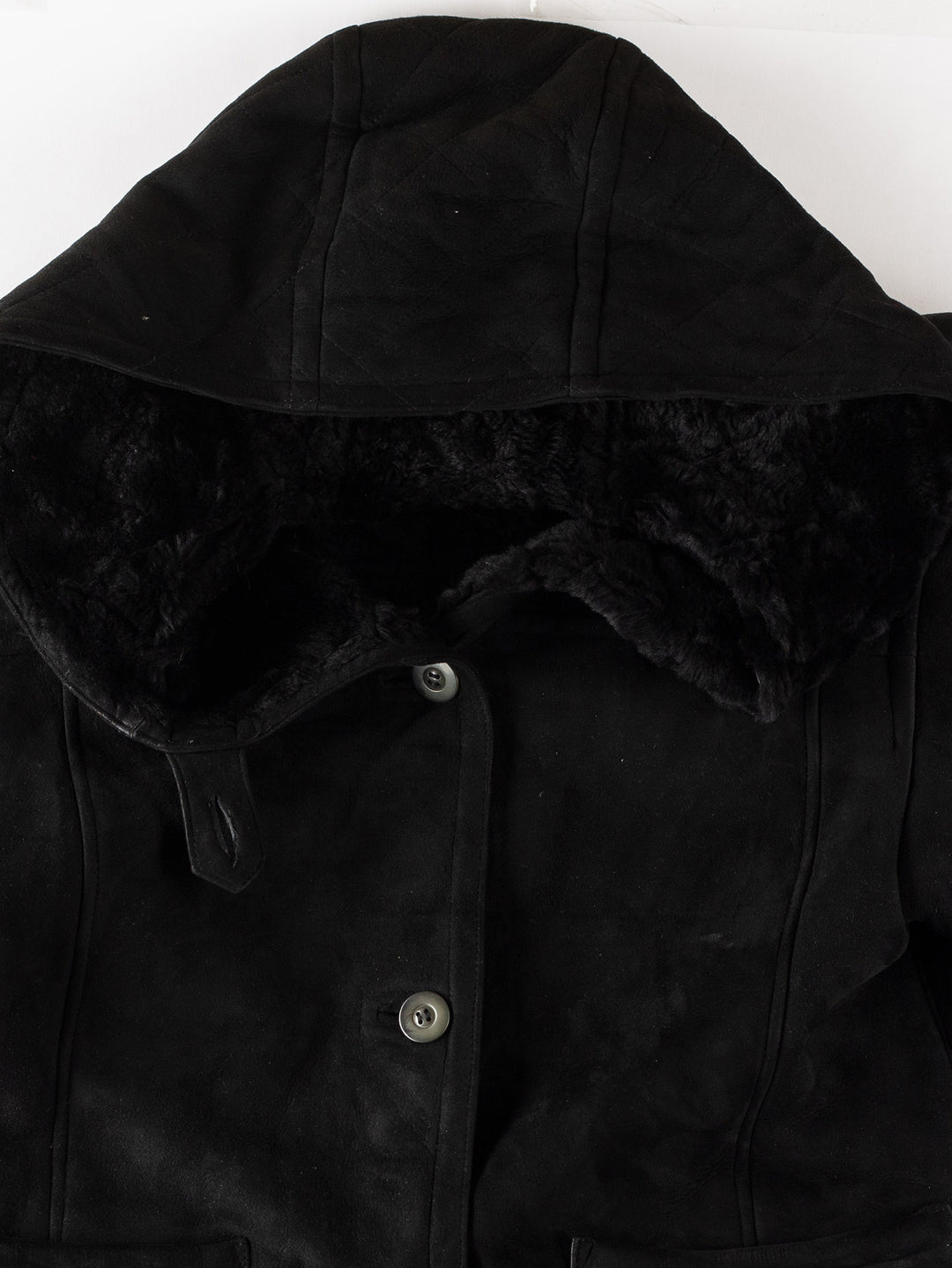 Vintage 80's Women Sheepskin Coat in BlackMN356