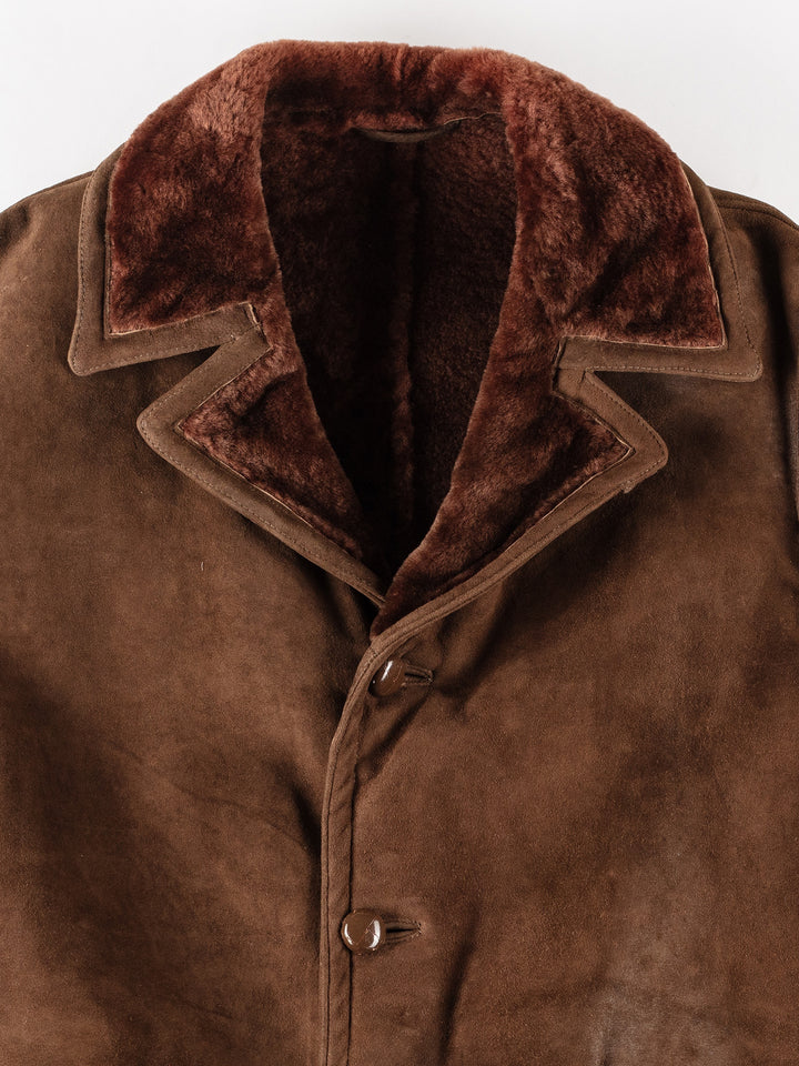 Vintage 80's Men Sheepskin Coat in BrownVN205