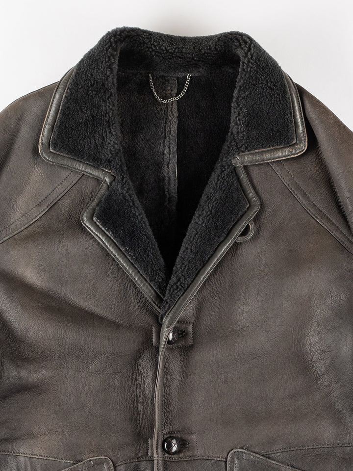 Vintage 80's Men Sheepskin Vest in GrayVN211