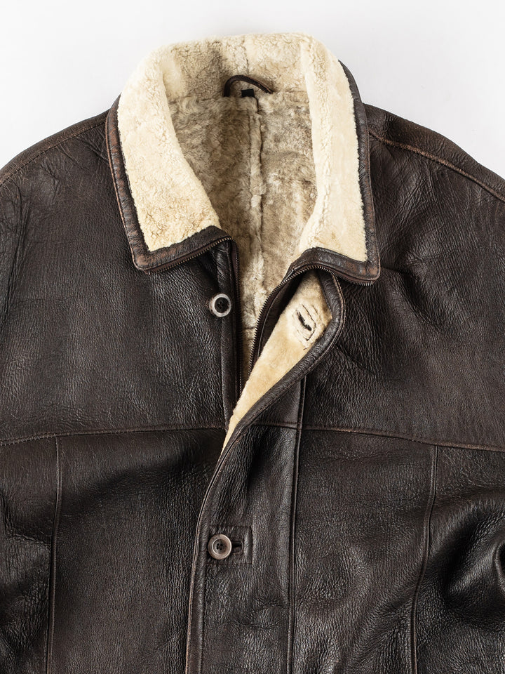 Vintage 90's Men Sheepskin Coat in BrownVN178