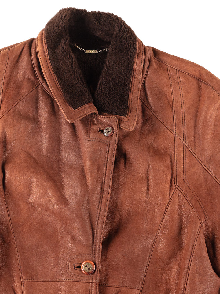 Vintage 80's Women Sheepskin Coat in Brown
