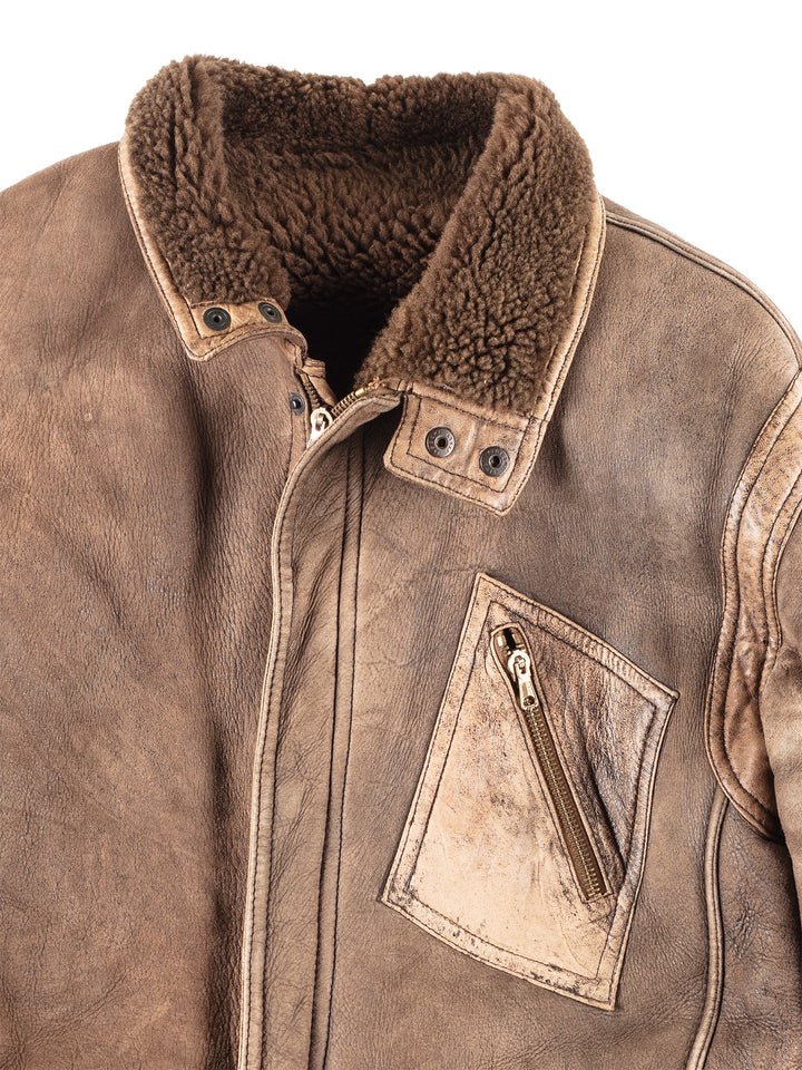 Vintage 80's Men Sheepskin Coat in Brown