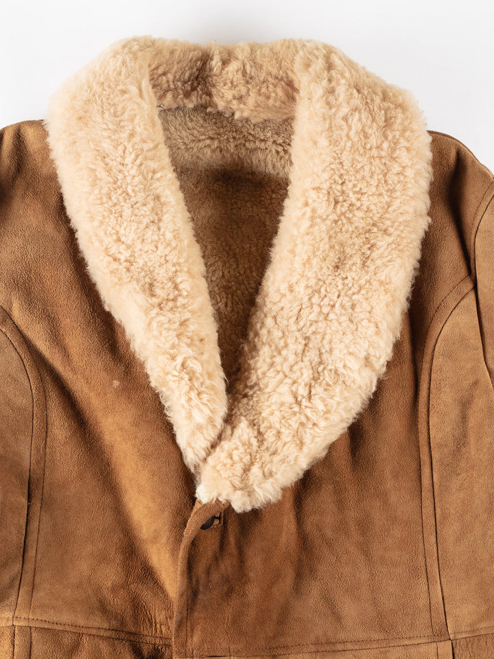 Vintage 80's Men Sheepskin Coat in BrownVN148