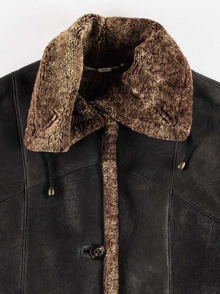 Vintage 80's Women Sheepskin Coat in BlackMN386