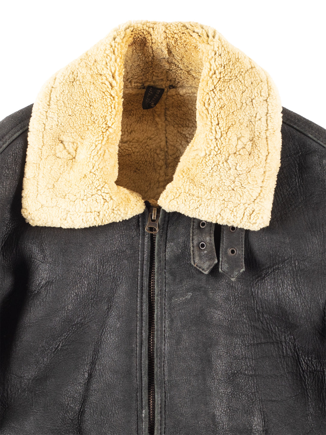Vintage 80's Men Sheepskin Jacket in Black