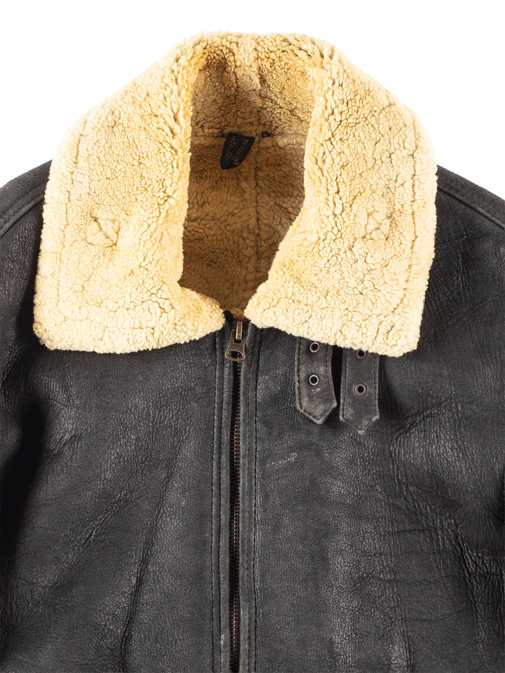 Vintage 80's Men Sheepskin Jacket in Black