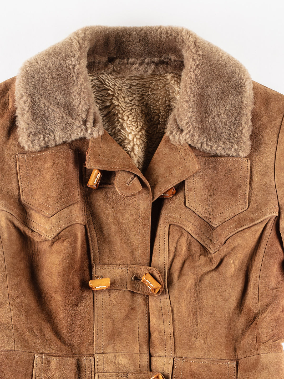 Vintage 70's Women Faux Sheepskin Coat in BrownMN258