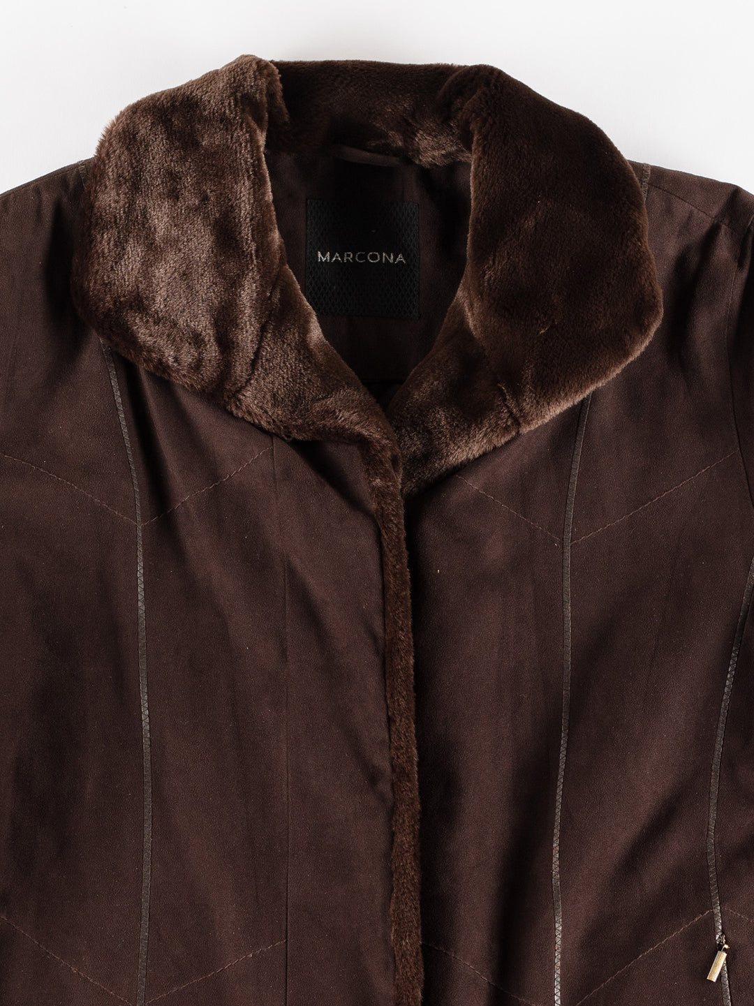 Vintage 80's Women Suede Sherpa Coat in BrownMN385