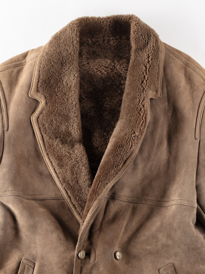 Vintage 80's Men Sheepskin Coat in BeigeVN162