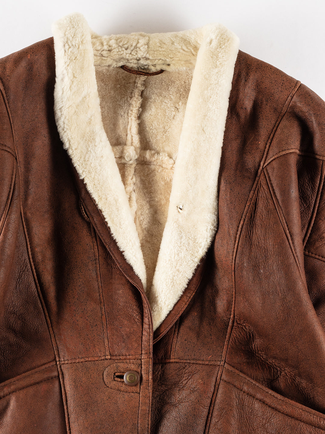 Vintage 80's Men Sheepskin Coat in BrownVN192