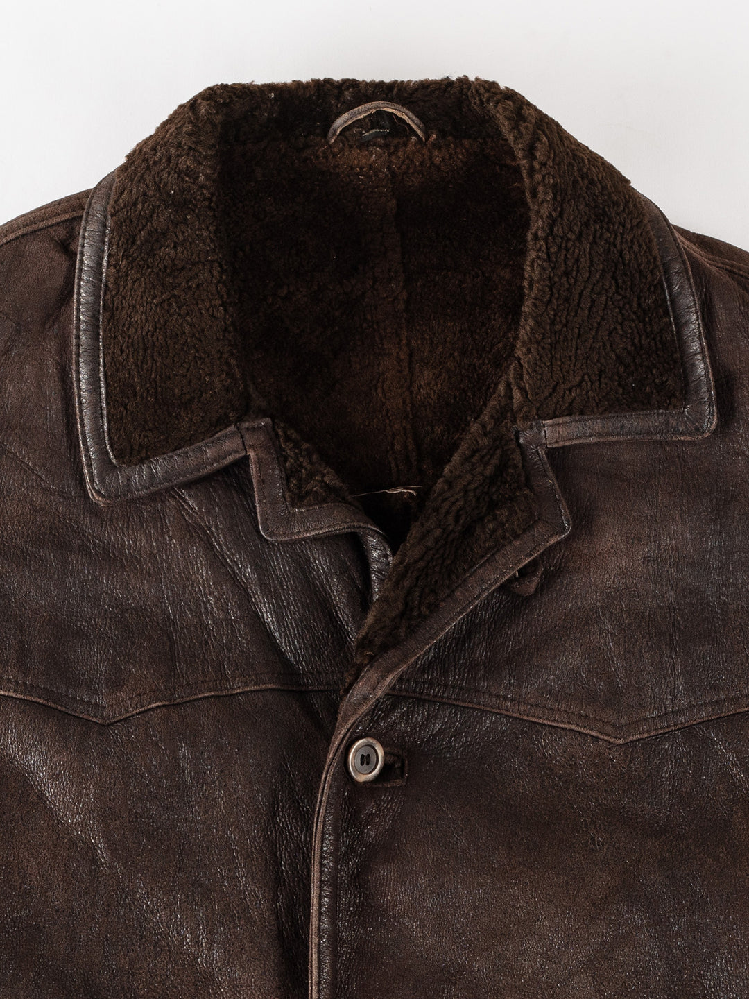 Vintage 80's Men Sheepskin Coat in BrownVN339